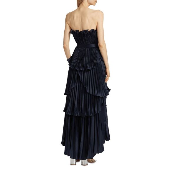 AMUR Janey Tiered Shell High-Low Gown in Navy Size US12 $648 - Picture 2 of 12